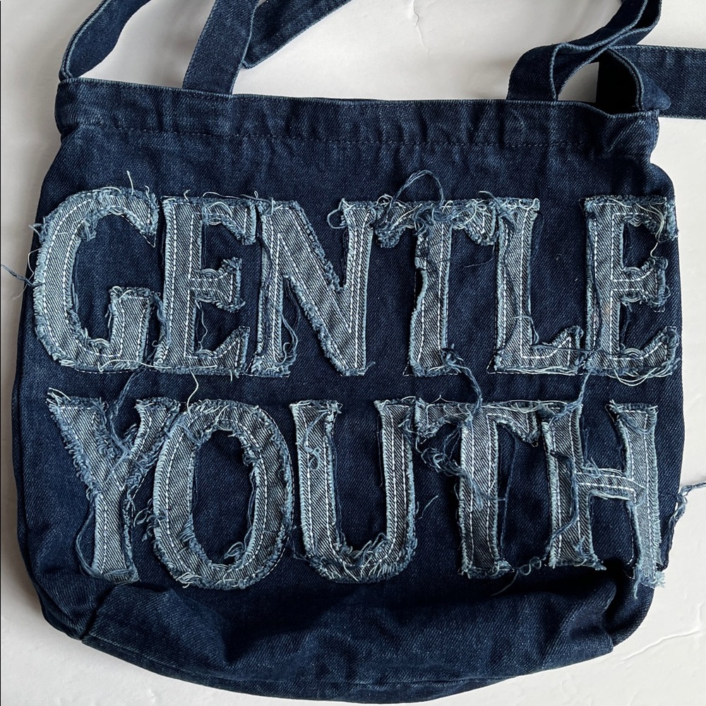 Denim Tote Bag Gentle Youth Crossbody Bag Shoulder Bag Distressed Blue NWOT - Picture 11 of 14
